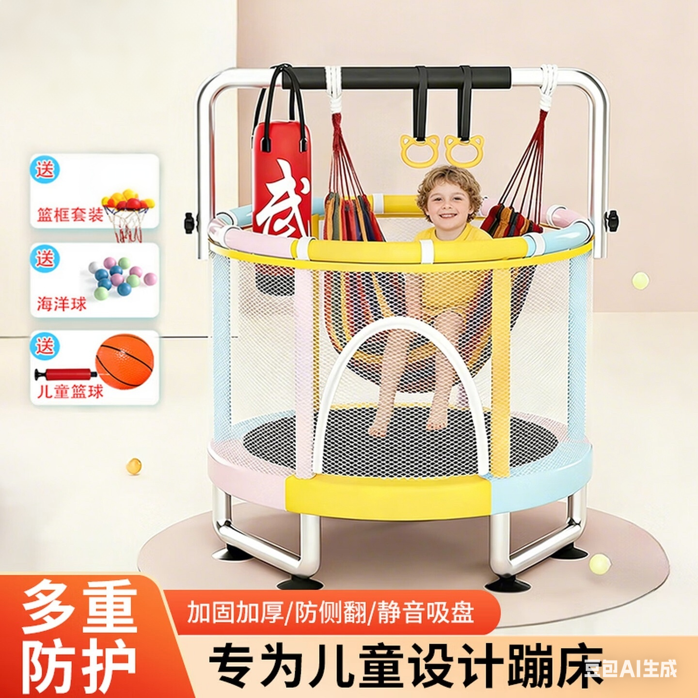 蹦蹦床家用室内儿童跳跳床带护网可健身家庭小型弹跳床生日礼物
