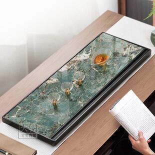 天然乌金石茶盘整块茶海家用岩板轻奢高端简约茶托 托盘办公室茶