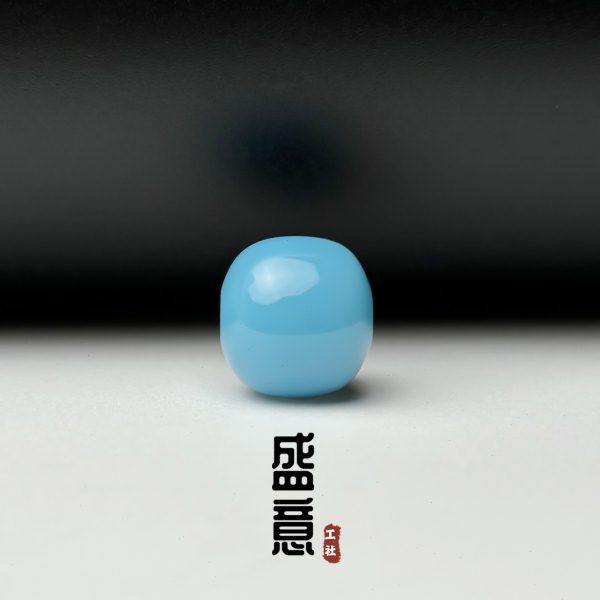 雪巴琉璃珠老型桶珠浅白蓝果冻料腰珠星月菩提绿松石南红蜜蜡配珠