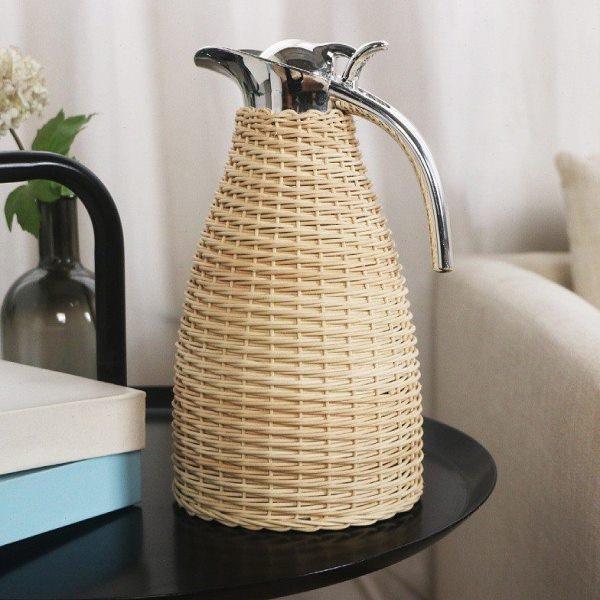 复古藤编304不锈钢真空保温壶暖水瓶手工编织欧式咖啡壶热水瓶家,餐饮具,保温壶,淘宝优惠券,粉丝福利购,淘宝优惠卷