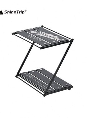 山趣简凌双层置物桌便携折叠铝合金桌面置物架餐具折叠桌面挂架