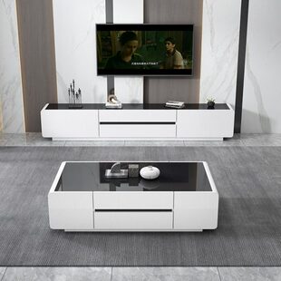 简约现代小户型茶几电视柜钢琴烤漆钢化玻璃储物抽屉茶桌茶台