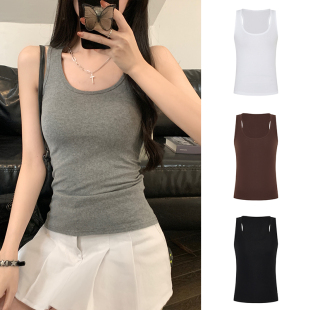 MosesQueen魔西女王工字吊带背心女内搭打底显瘦外穿u领无袖 上衣
