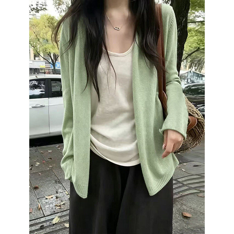 MosesQueen魔西女王莱赛尔针织开衫薄款防晒罩衫慵懒长袖外套上衣