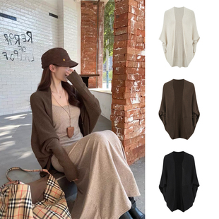 MosesQueen魔西女王蝙蝠袖 毛衣外套宽松显瘦外搭慵懒上衣 针织开衫