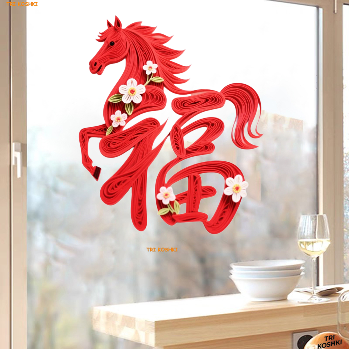 新款创意马到成功福字喜庆贴纸