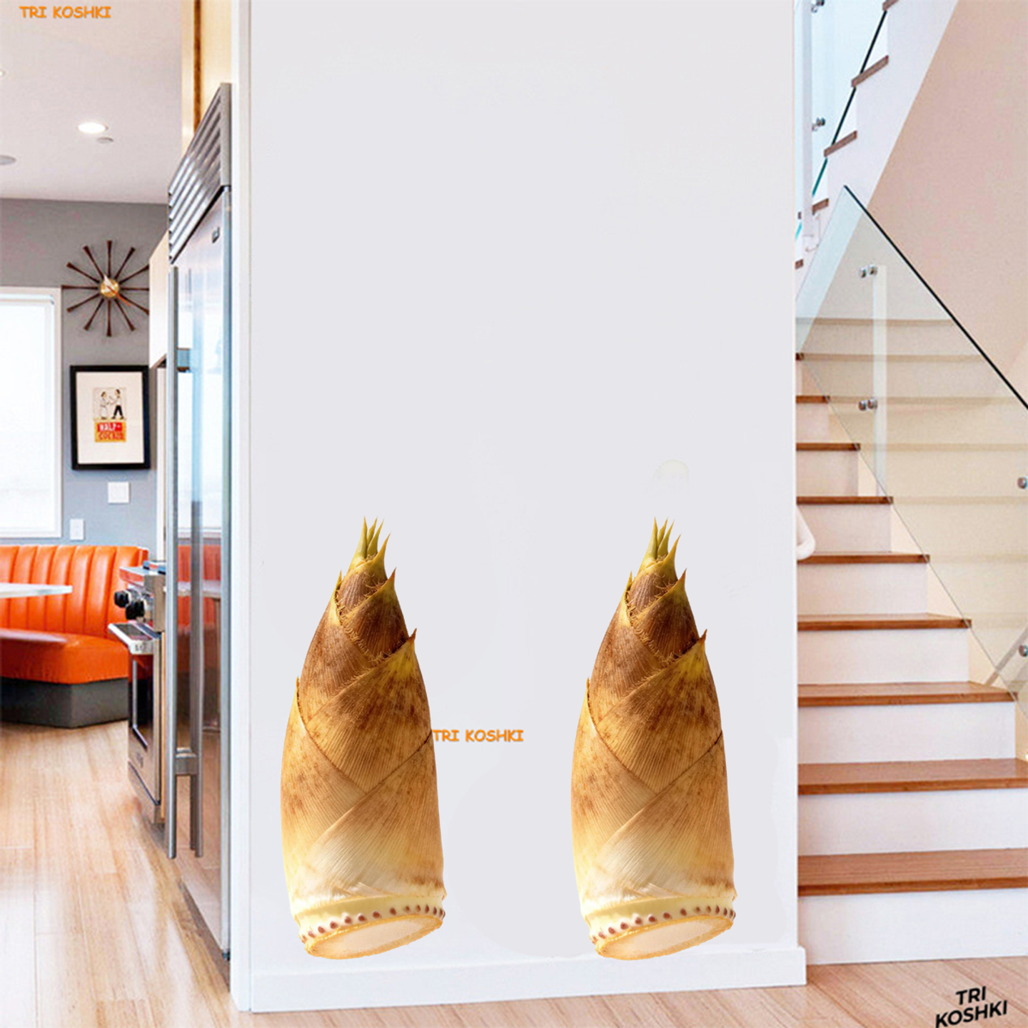 个性趣味仿真竹笋冬笋装饰贴纸墙面门窗厨房餐厅冰箱遮丑贴纸防水