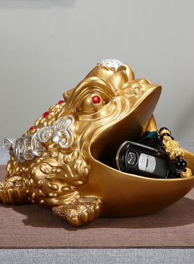 创意家居摆件家用摆设工艺w品招财金蟾酒柜装饰品入户钥匙收纳