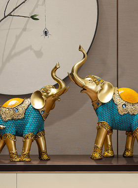 东南亚泰b式树脂大象家居装饰工艺品摆件客厅办公室桌电视柜摆设
