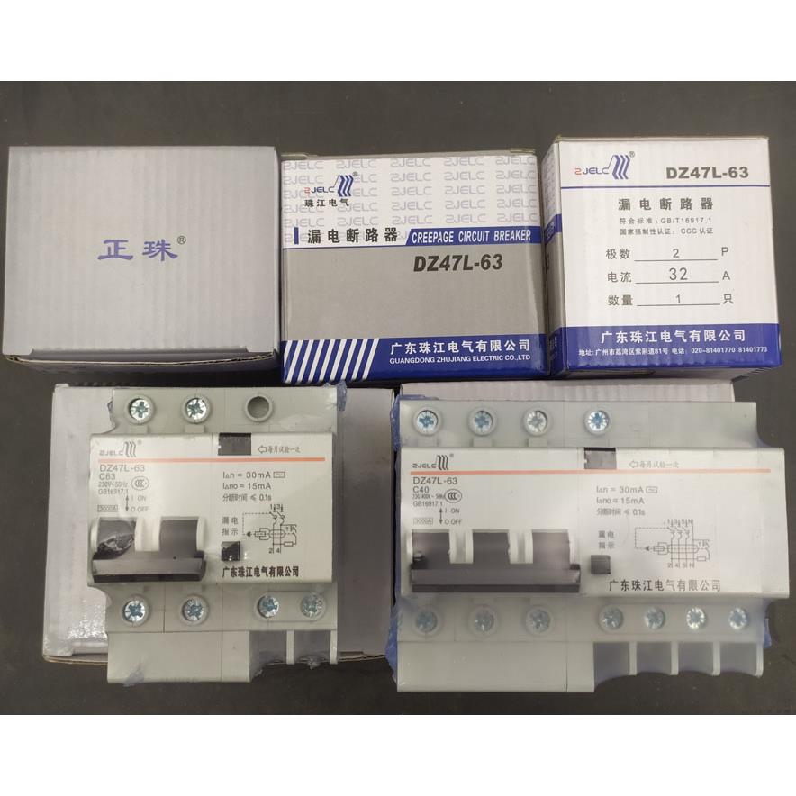 正珠珠江漏电保护器2P63A32a断路器带空气开关DZ47家用电闸漏保