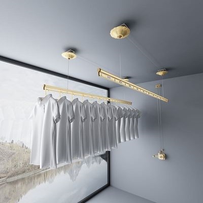 室内安装加厚家用手o摇电动单杆自动晾衣架固定晾衣杆伸缩滑轮晾