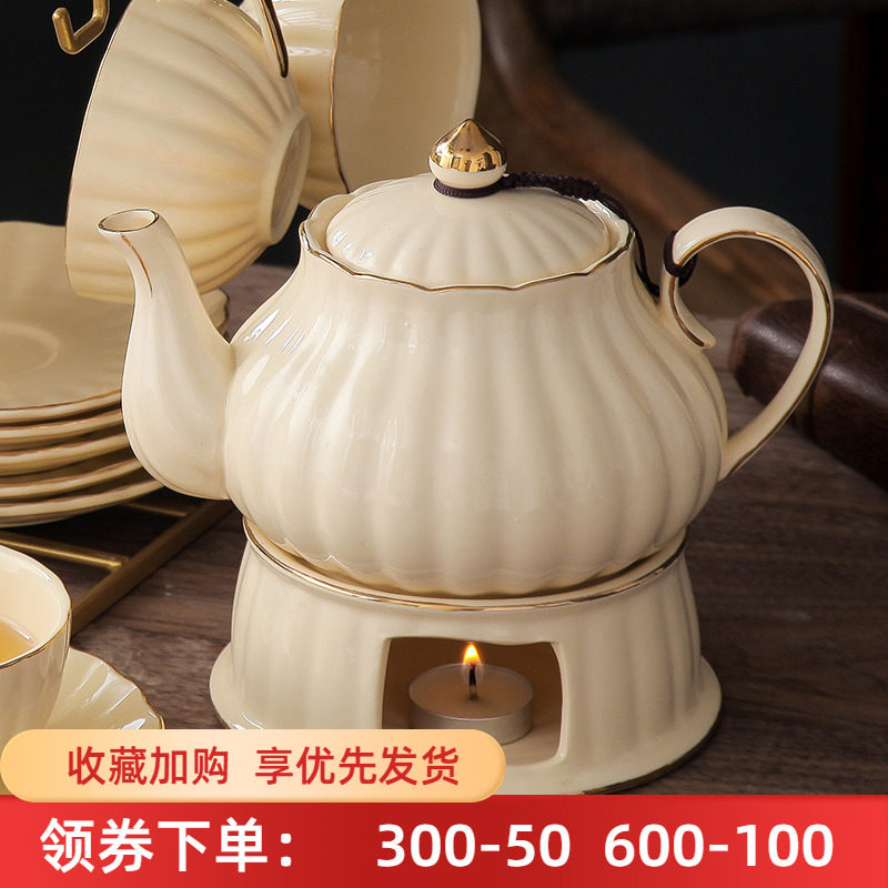 水果茶壶套装陶瓷蜡烛加热耐热玻A璃英式下午茶茶具花茶壶茶杯套