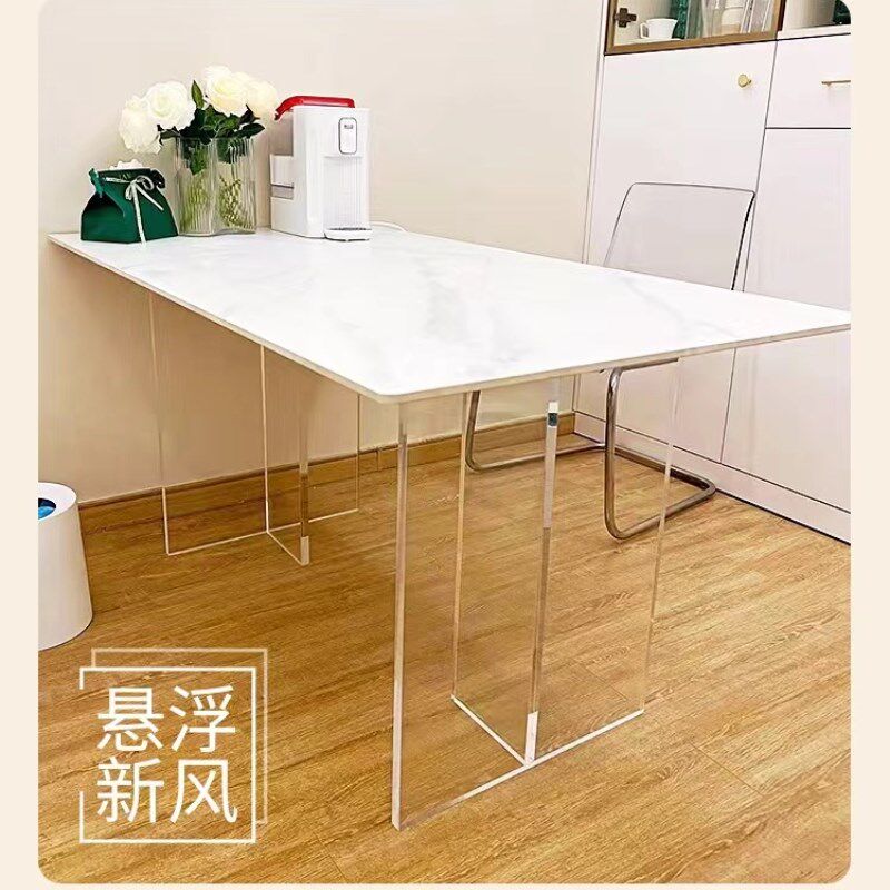 高透明亚克力桌腿定制透明桌脚餐桌支架茶几岩板支撑腿支架悬浮桌