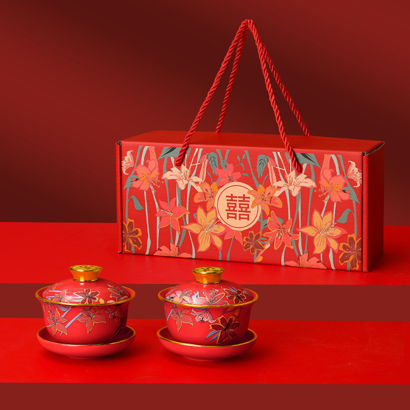 结婚敬茶杯子碗筷礼盒套组改口陪嫁红色茶具敬酒喜碗一对婚庆用品,节庆用品/礼品,喜碗/敬茶杯,淘宝优惠券,粉丝福利购,淘宝优惠卷