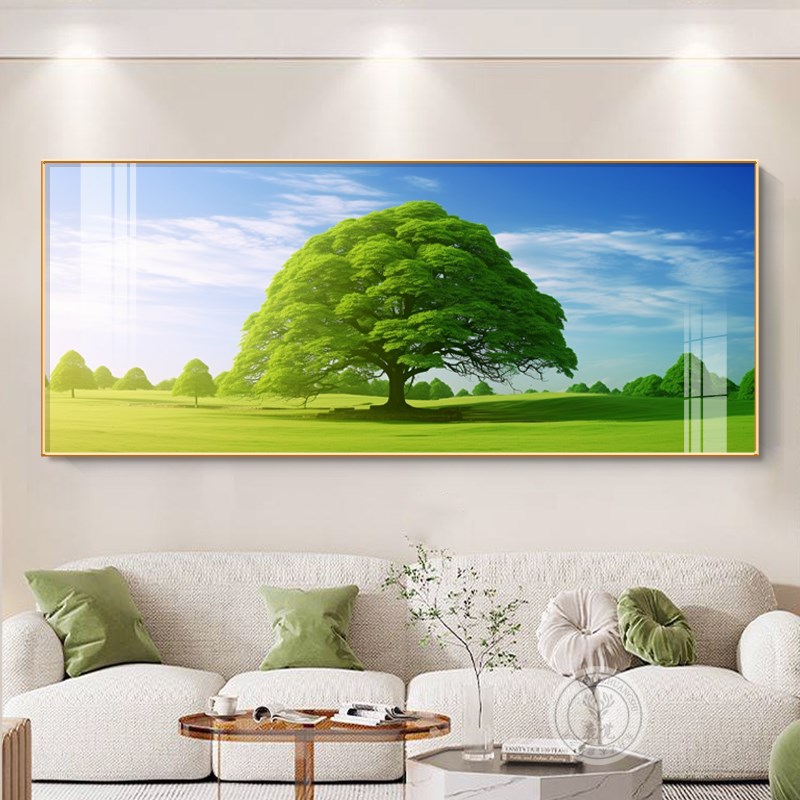 绿色大树装饰画客厅东墙西墙挂画小清D新植物壁画电视沙发背景墙