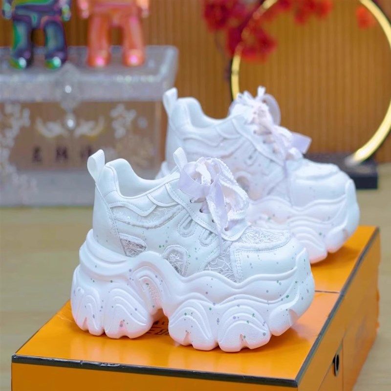 10cm内增高老爹鞋厚底小白鞋女鞋子2025新款夏季透气网面运动休闲