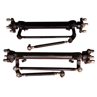 非碟刹方管前桥电动四轮车前桥转向系统改装餐车前桥四轮底盘配件