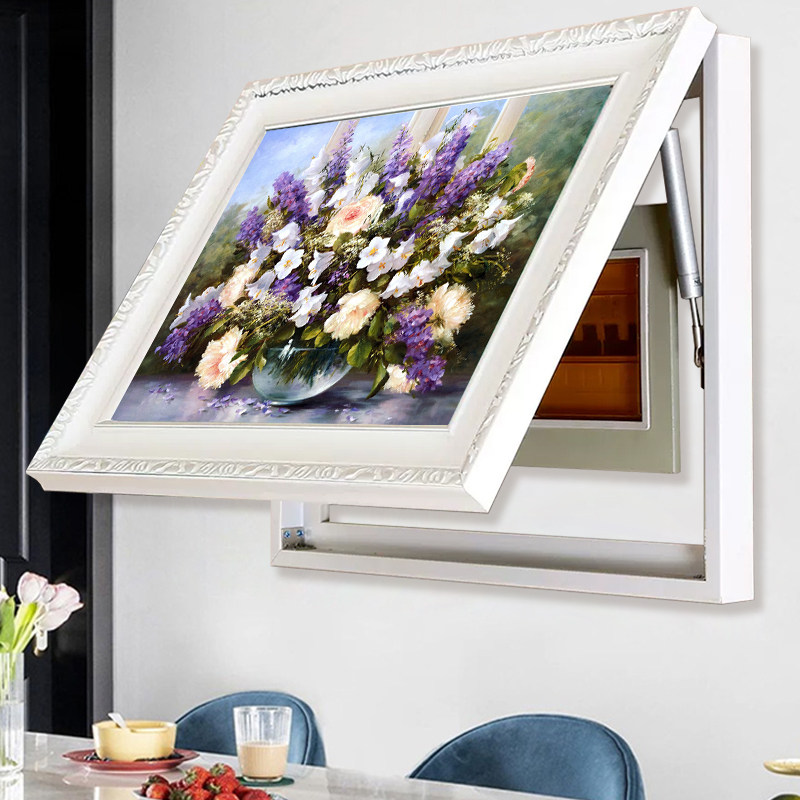 欧式电表箱画装饰画高级感免打孔C配电箱电闸遮挡推拉挂画客厅壁