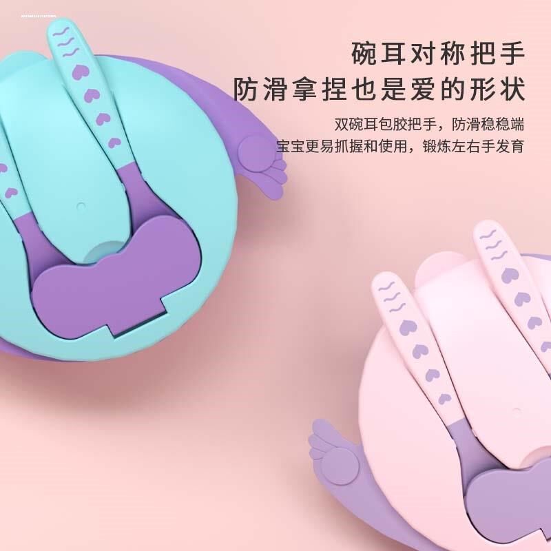 宝宝学吃饭训练勺子婴儿辅食小孩自主进食工具弯曲感温勺儿童餐具
