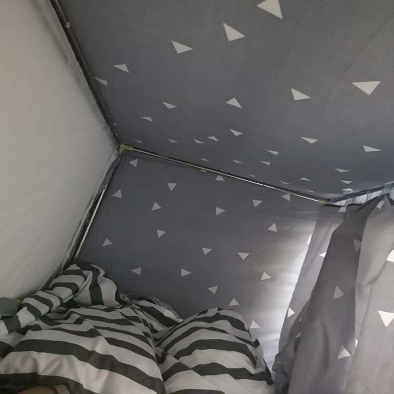 学生宿舍蚊帐上铺用遮光布侧开门床帘一体式上下铺拉链男生带支架