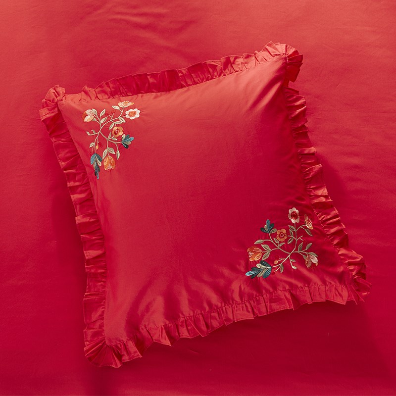 抱枕套纯棉法式不含芯40x40全棉荷叶边正方形卧室床上靠枕套60x60