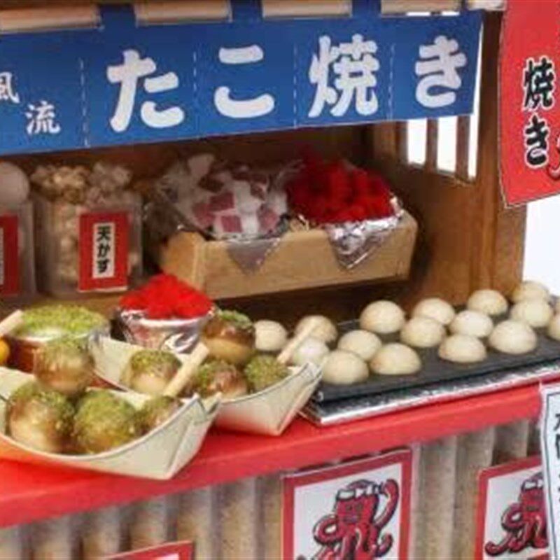 DIY迷你小屋 娃娃屋 模型屋 迷你店铺 手工材料包昭和摊贩/章鱼烧