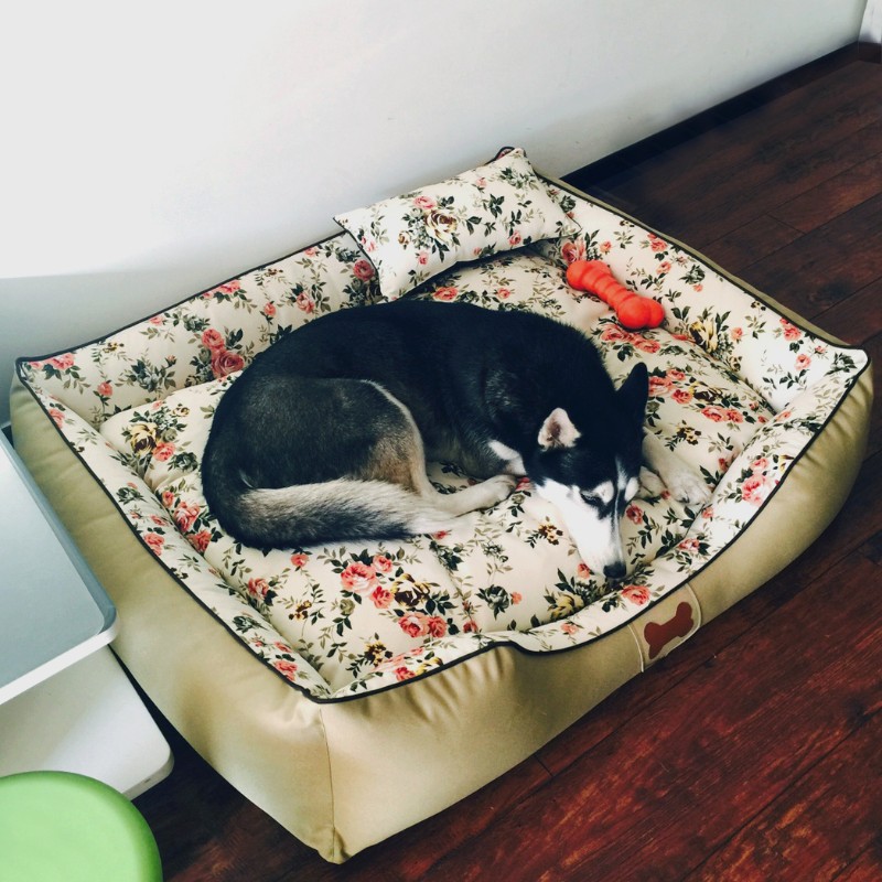 拉布拉多狗窝大型犬冬季保暖狗床碎花大号可拆洗萨摩加厚泰迪狗垫