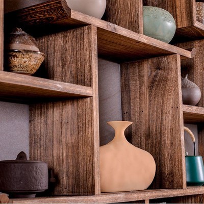 新中式实木博古架壁挂多宝阁客厅墙上置物架简约现代展示架茶架