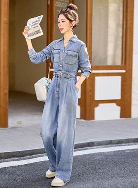 牛仔连体裤套装女春装2026新款今D年流行漂亮独特气质连衣裤超显