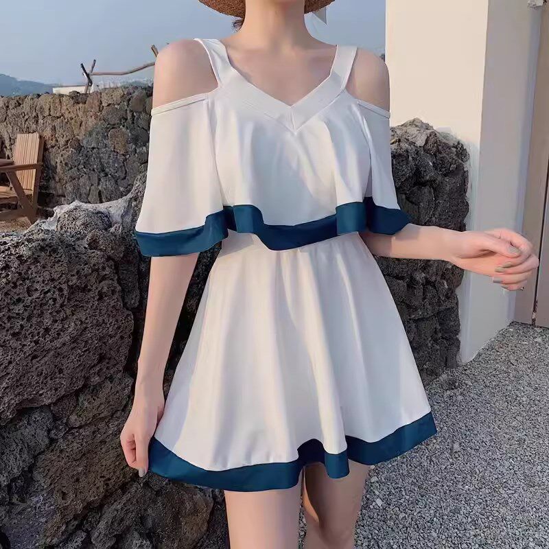 泳衣女夏裙式连体j显瘦遮肚微胖保守大码胖mm2024新款泡温泉遮肉