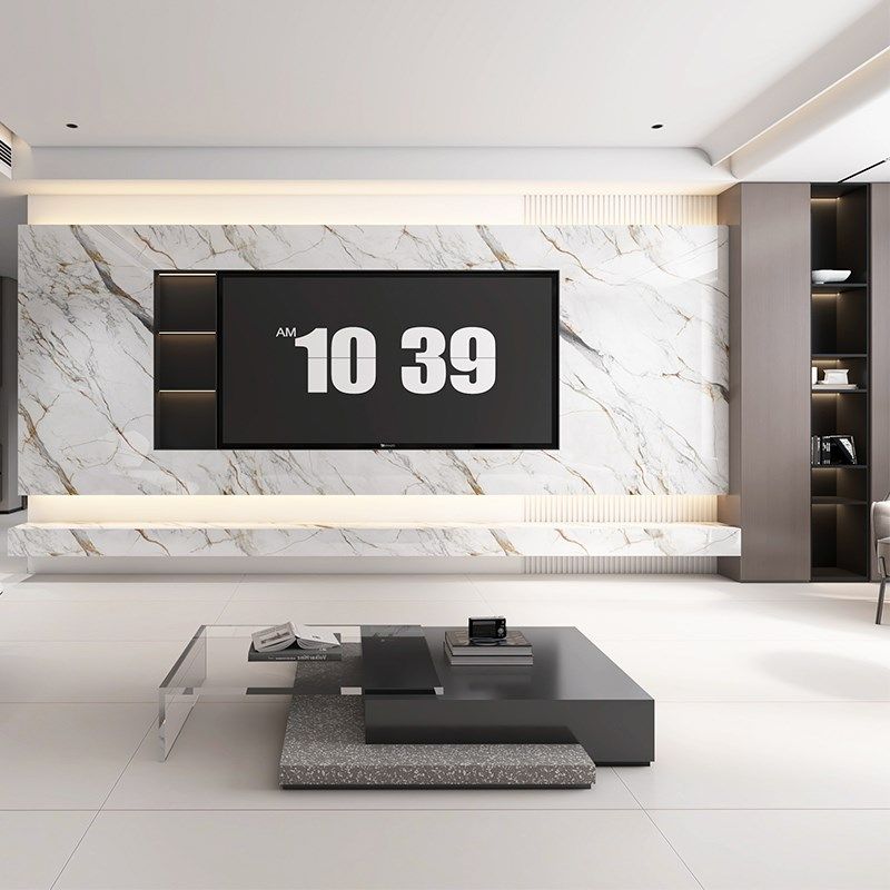 客厅2024新款岩板电视背景墙网红悬浮简约大板砖影视墙电视墙定制,家装主材,瓷砖背景墙,淘宝优惠券,粉丝福利购,淘宝优惠卷