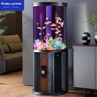 海丽雅圆柱鱼缸客厅小型家用落地智能懒人免换水亚克力圆形水族箱