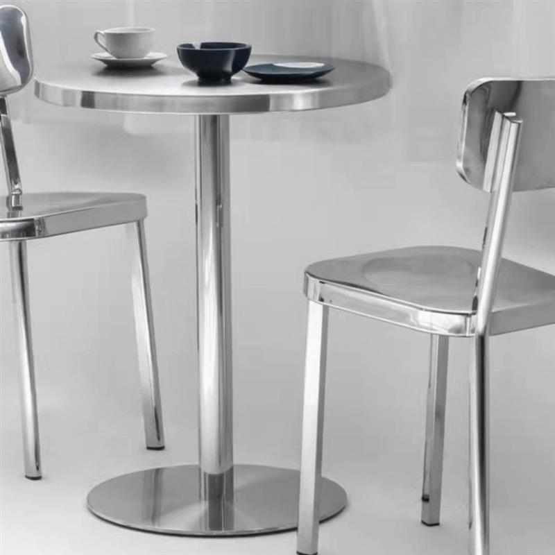 款桌圆桌洽谈网休闲不锈钢茶店简约桌户外小圆咖啡厅方桌红现代奶