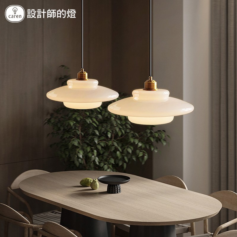 餐厅现代简约北欧灯具创意奶油风白玻璃艺术吧台桌吊灯中山