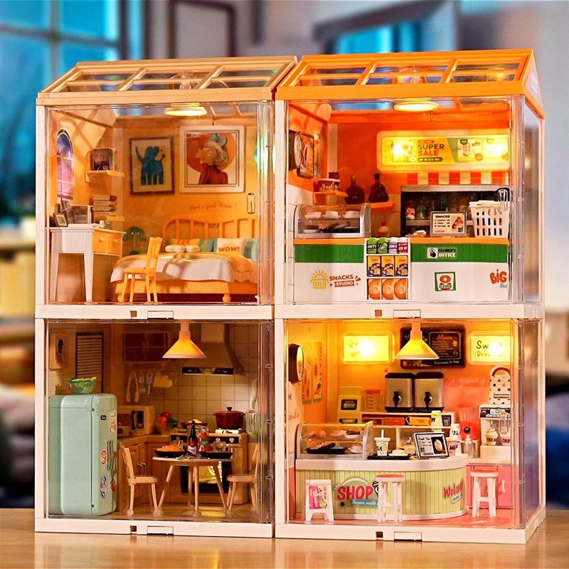 diy小屋别墅手工拼装迷你小房子模型超级世界积木玩具生日礼物女