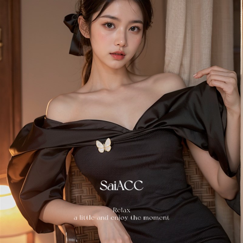 法式高级感晚舟同款蝴蝶胸针女士气质天然贝壳别针配西装礼服优雅
