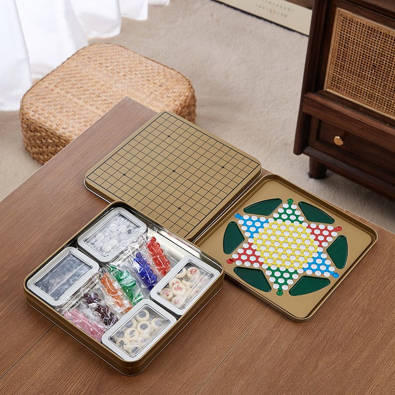 三合一磁吸五子棋中国象棋跳棋便携益智学生礼物多功能迷你棋盘盒