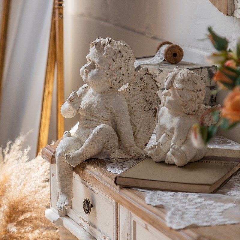 欧美复古创意弥录天使工艺品摆件雕塑圣诞节装饰客厅婚礼摄影道具
