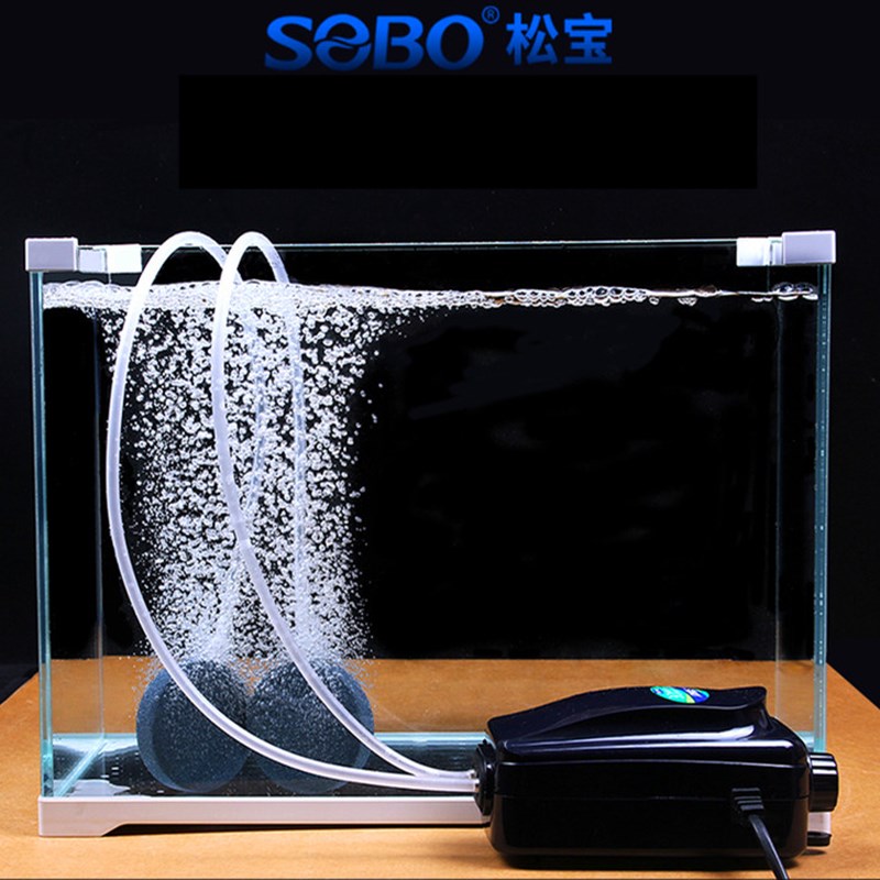 松宝鱼缸冲氧泵静音可调式双孔增氧机sb748 848双头加氧气泵