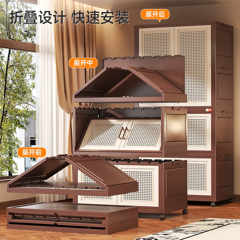 友耐中古风简易衣柜家用卧室衣服收纳柜加深免安装成人衣物收纳柜