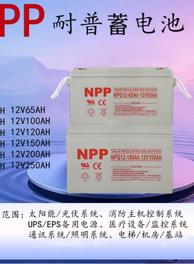 耐普npp直流屏胶体蓄电池NPG12V-17A33A50A100A150A250AH消防应急