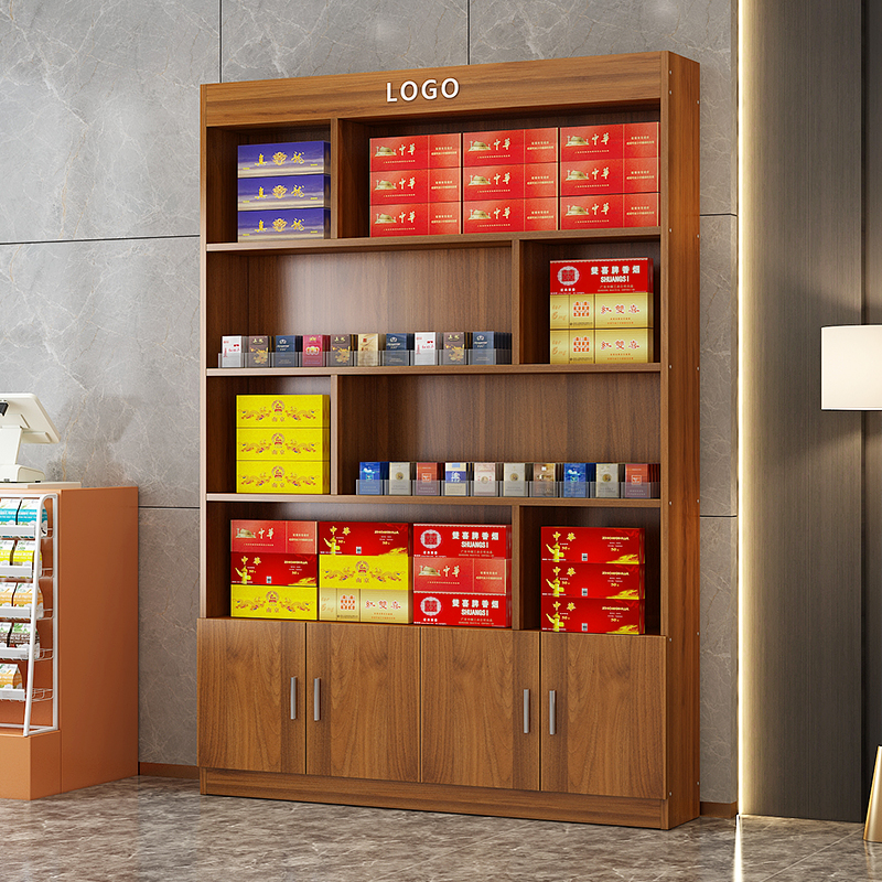 茶叶展示柜烟酒一体柜木质茶叶柜产品货J柜多功能柜台便利店烟酒