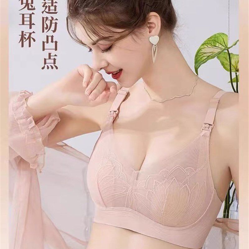 十月独宠大胸大码孕妇内衣夏季超薄款防下垂产后喂奶专用哺乳文胸