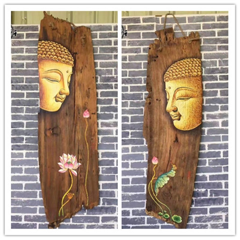 风化木板画 无框画定制客厅装饰画旧木头画艺术茶楼背景画木板画