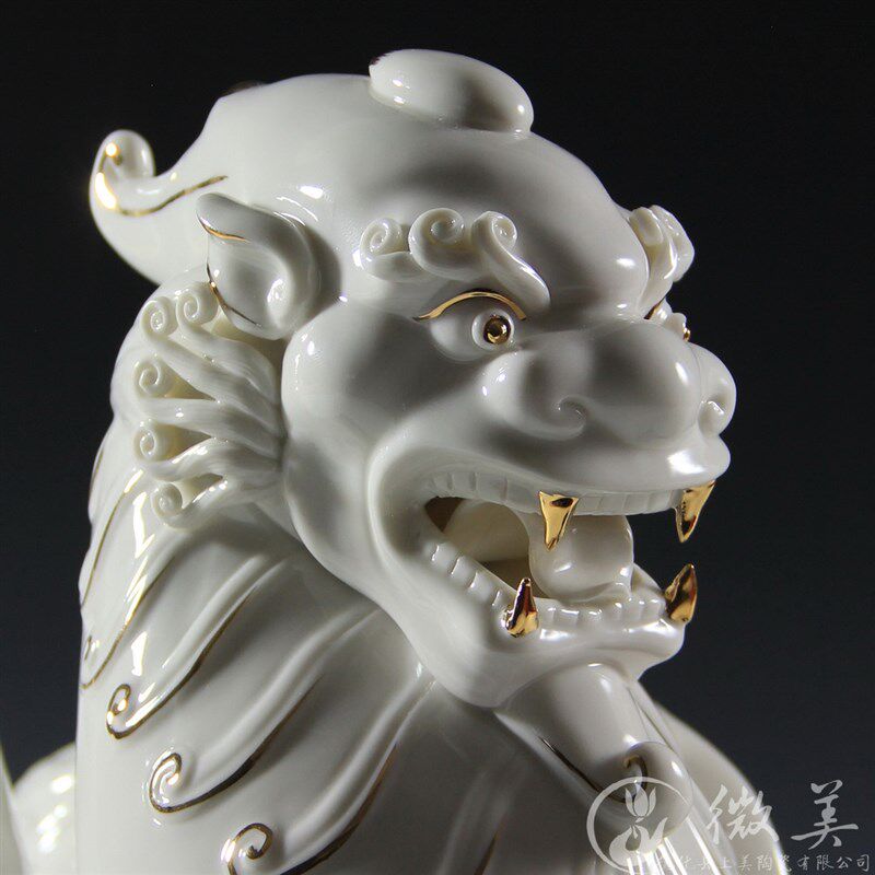 温润如玉貔貅摆件大号有一对陶瓷工艺品办公室招财皮丘店铺摆设