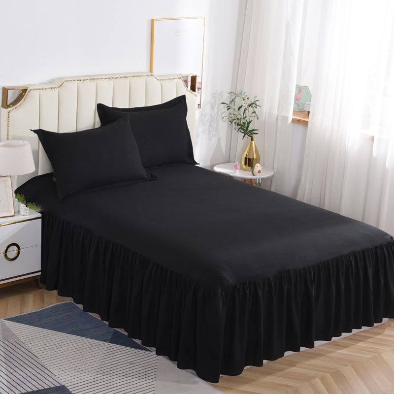 床裙单件黑色床套单人1.2双人2米防尘罩纯色枕套三件套涤棉红色,床上用品,床裙,淘宝优惠券,粉丝福利购,淘宝优惠卷
