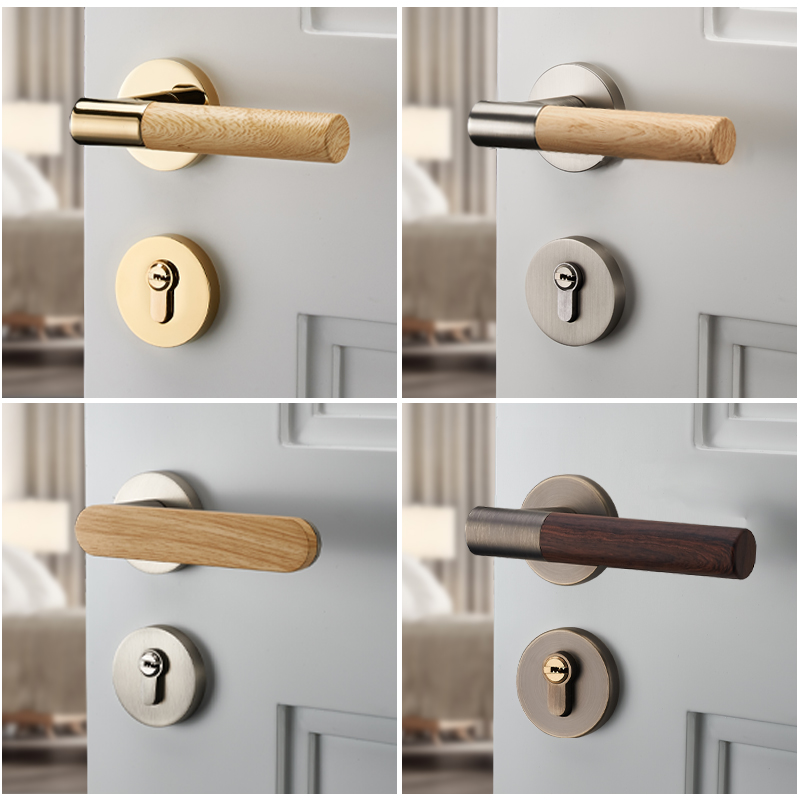 门锁室内卧室磁吸静音门锁新中式实木门把手分体锁家用锁具房门锁