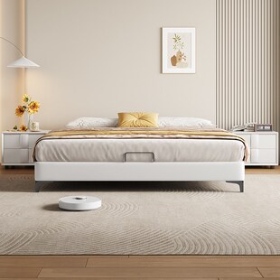 全实木榻榻米无床头床钢木静音排骨架中小户型齐边极简加粗加厚床
