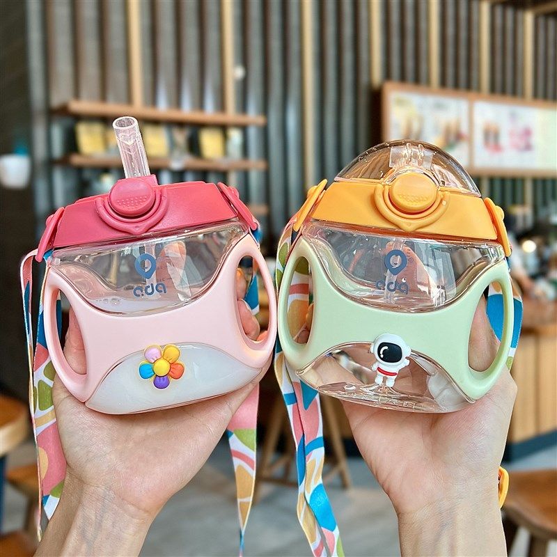 儿童吸管水杯一岁以上宝宝水瓶婴儿喝水杯子幼儿带重力球刻度奶瓶,餐饮具,吸管杯,淘宝优惠券,粉丝福利购,淘宝优惠卷