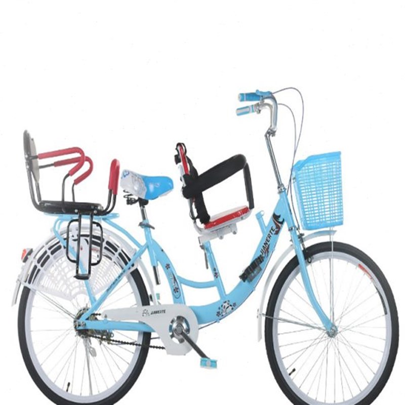 亲子自行车女式带娃双人前后置护栏接送孩子可带儿童 3人母子单车